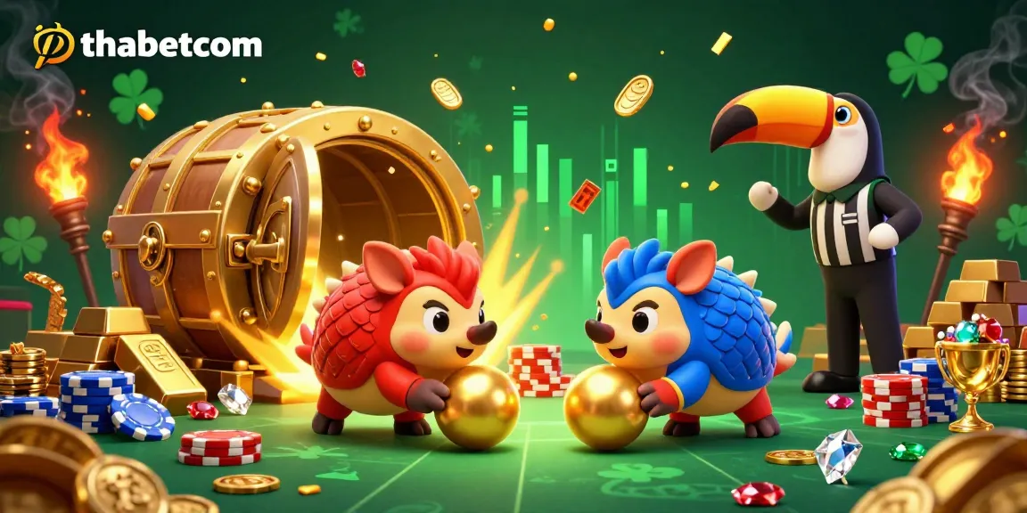 Experience thrilling gameplay at thabetcom with vibrant casino pangolin characters amidst gold and jewels.