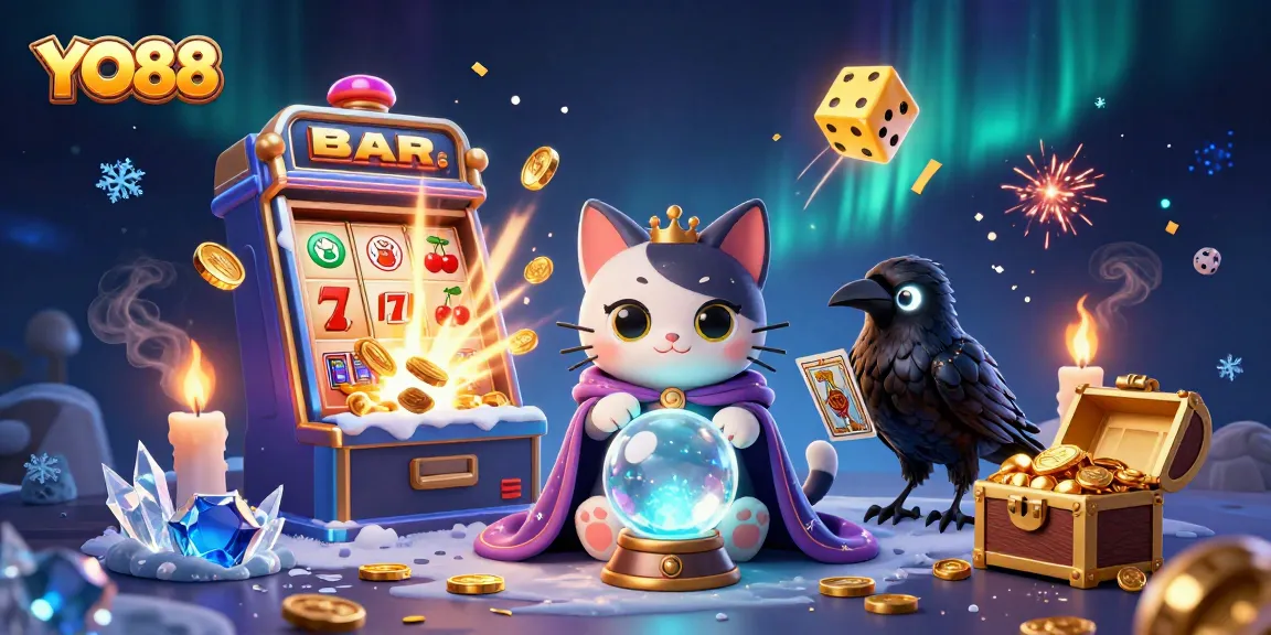 Experience the thrill of YO88 with a vibrant casino illustration showcasing exciting game elements.