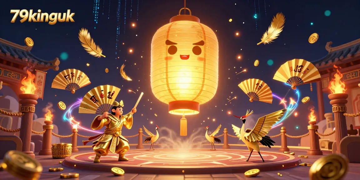 Experience the thrill at 79kinguk with vibrant casino spirits and game elements swirling in a dynamic scene.
