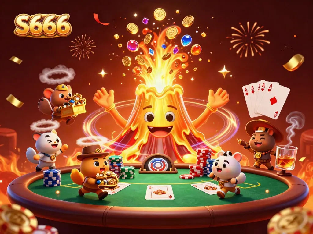 Experience thrilling wins at S666 with a victorious volcano erupting coins and treasures!