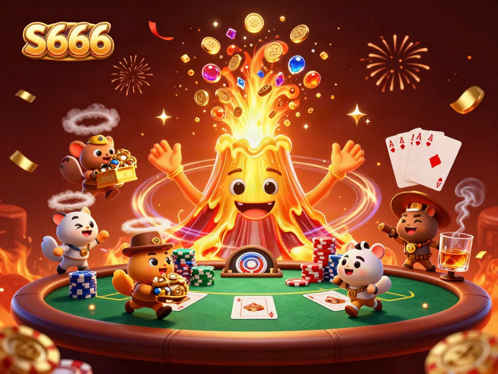 Experience thrilling wins at S666 with a victorious volcano erupting coins and treasures!