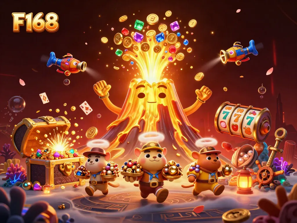 Experience thrill in F168 with a spectacular eruption of treasures and vibrant game elements.