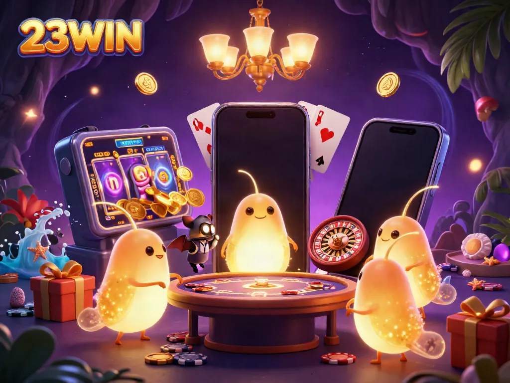 Witness the glowworm charm in 23WIN's vibrant cave casino scene, where dazzling gameplay meets bioluminescent brilliance.