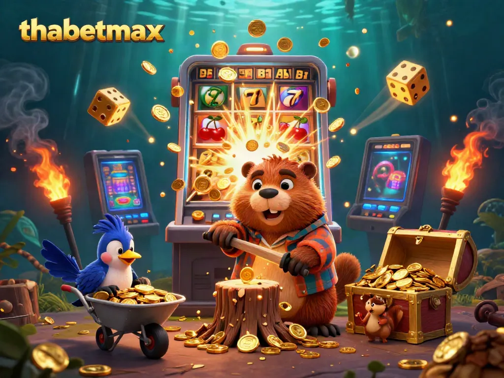 Experience thrilling gameplay with thabetmax featuring whimsical 3D characters celebrating jackpots and winnings.