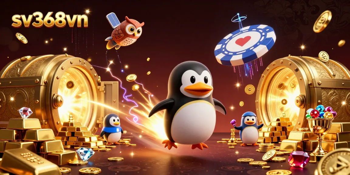 Experience the excitement of sv368vn with a golden penguin blasting to a casino space station.