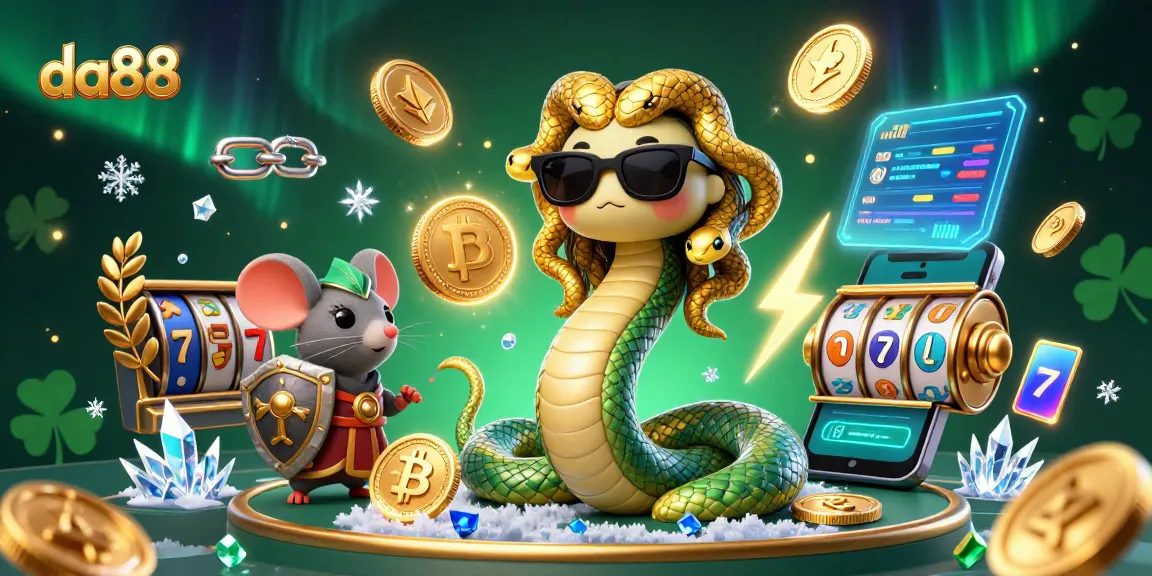 Play at da88 with Medusa and a warrior mouse in a casino-themed illustration