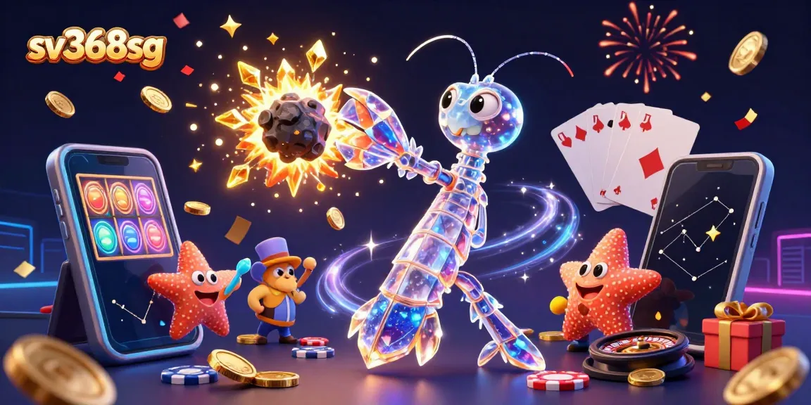Experience excitement with sv368sg as a vibrant mantis shrimp battles for gems in a colorful gambling scene.