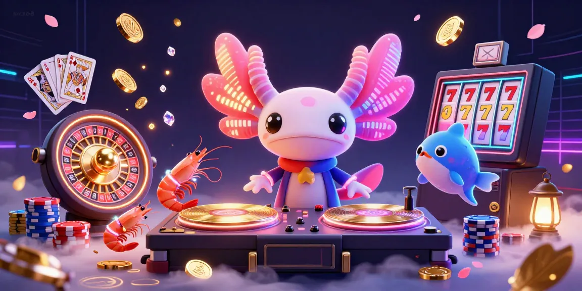 Experience thrilling gameplay at sv368 with neon axolotl DJ and vibrant casino elements in an underwater scene.