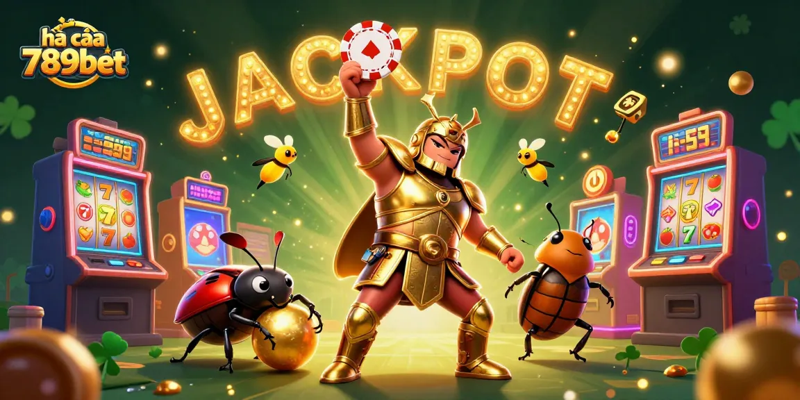 Play with hà cái 789bet's colorful slots, featuring a heroic beetle in armor.