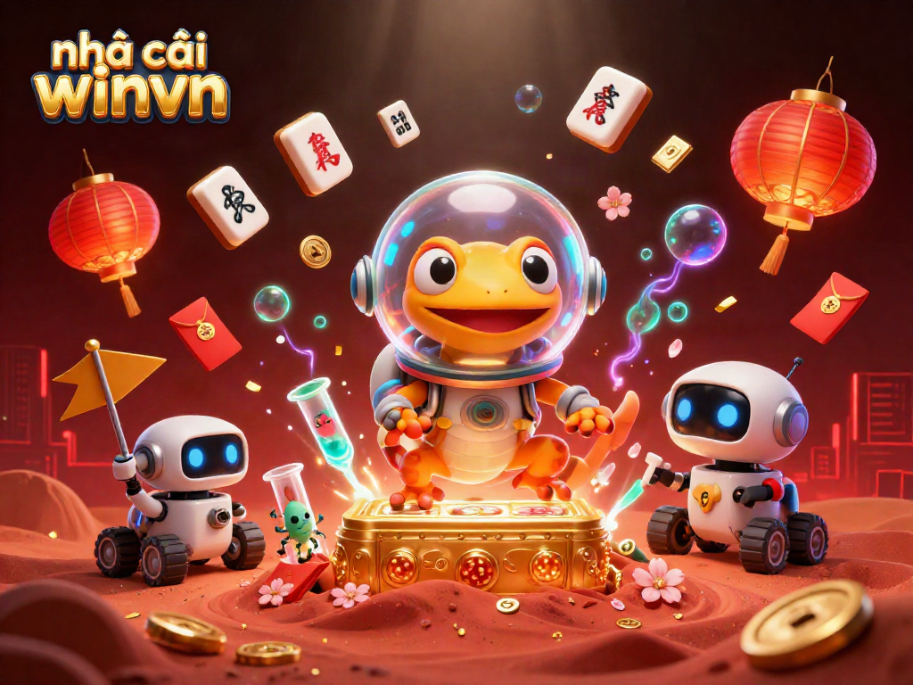 Experience the thrills at nhà cái winvn in a vibrant 3D casino setting with unique characters and exciting elements.