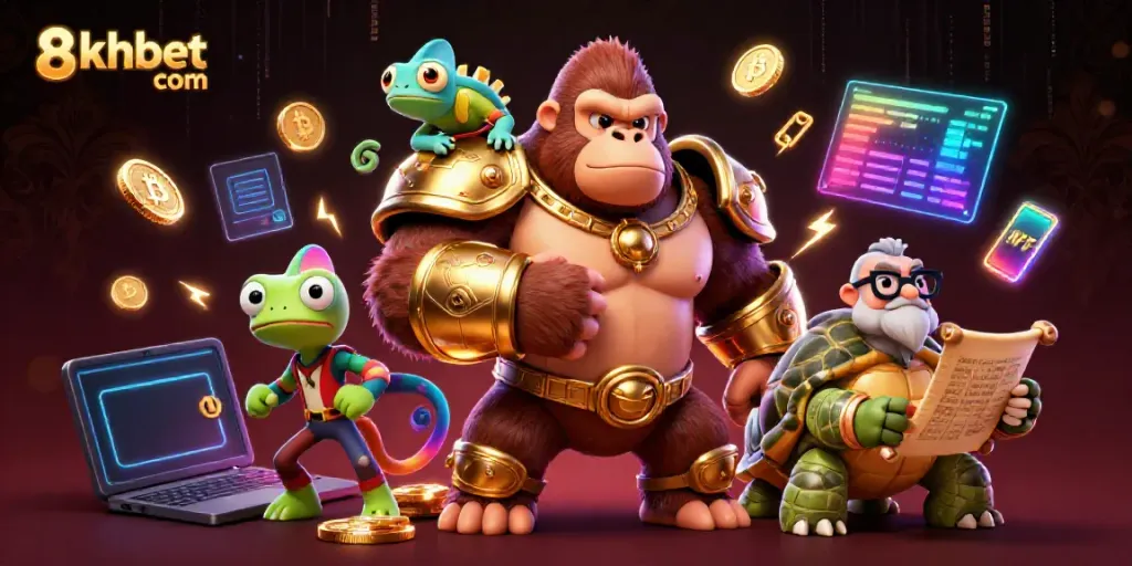 Experience thrilling cryptocurrency gaming with 8xbet com, featuring vibrant characters and exciting casino elements