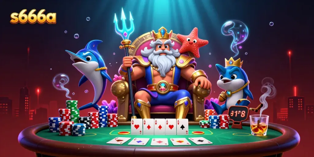 Engage with exciting poker gameplay at s666a featuring Neptune and vibrant casino elements.