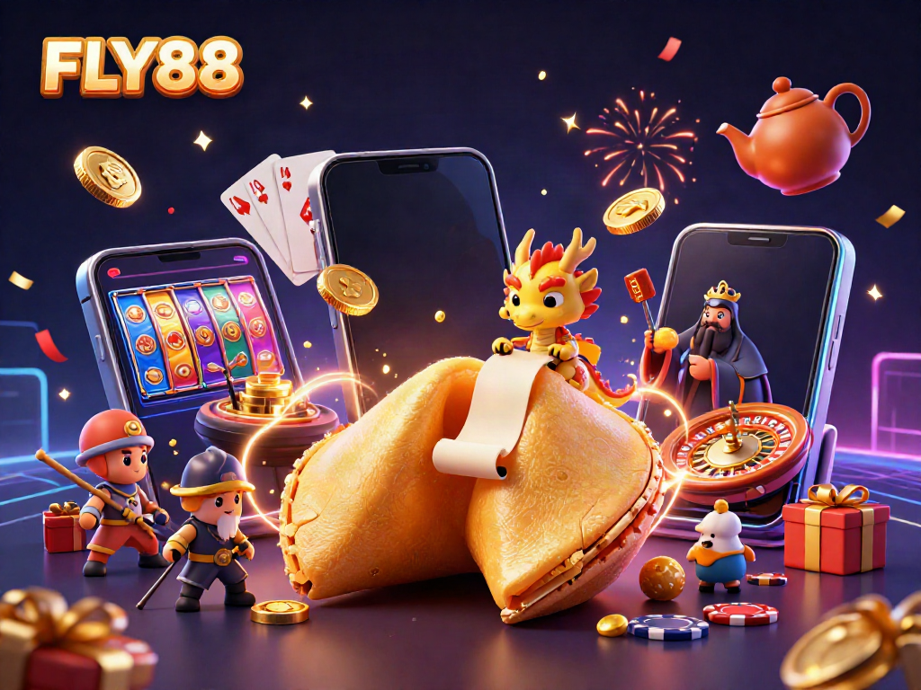 Unveil your fortune with FLY88's dynamic casino experience featuring vibrant characters.