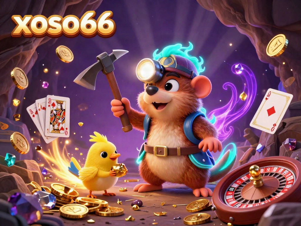 Experience thrilling treasure hunting at xoso66 with vibrant, dynamic casino elements and characters in action.