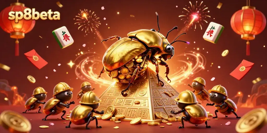 Experience the thrill of sp8beta with a lively casino scene celebrating winnings and festive elements.